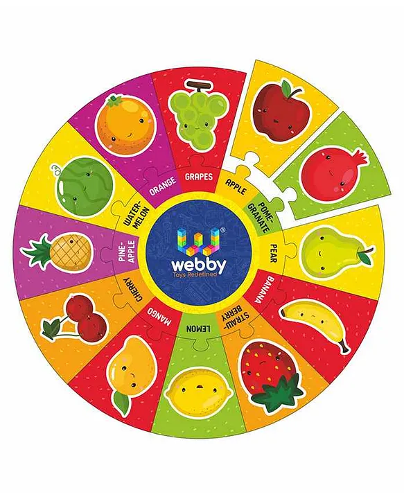 Fruits Wooden Round Shape Jigsaw Puzzle Multicolor 13 Pieces