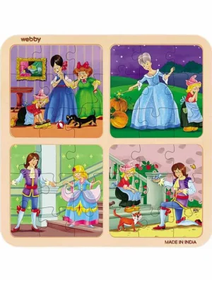 4 in 1 Cinderlla Story Wooden Puzzle Multicolor 36 Pieces
