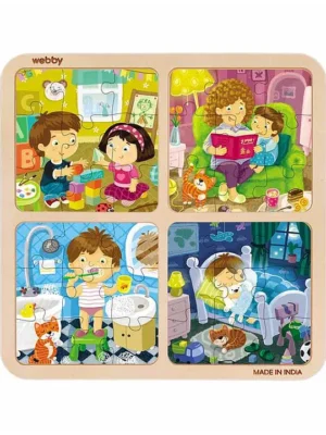 4 in 1 Daily Routine Wooden Puzzle Multicolor 36 Pieces