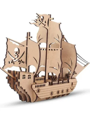 3D Wooden Pirate Ship Puzzle 15 Pieces