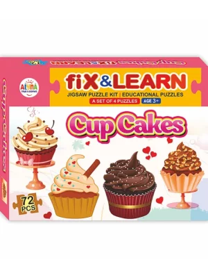 Ankit Toys 4 in 1 Fix N Learn Cup Cakes Jigsaw Puzzle Multicolor Set of 4 72 Pieces