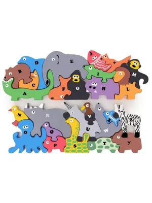 OpaToys Premium 26 pcs Wooden Sea and Wild Animals puzzle Jumbo Size for ToddlersMontessori Educational and Learning Toy Shape Matching Puzzle Preschool Colorful BIS Certified 18 + months