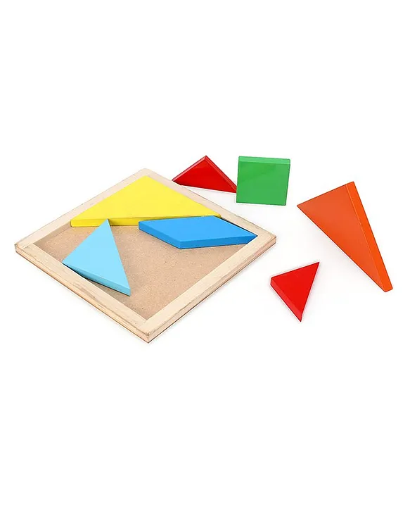 Wooden Tangram Puzzle Multicolor 8 Pieces