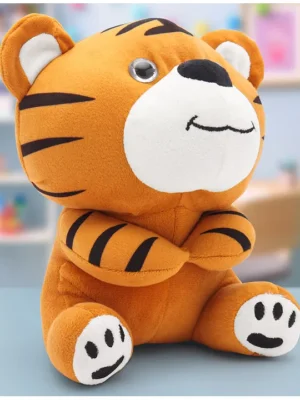 Baby Tiger Soft Toy for KidsHuggable Cuddle BuddyEncourages Imagination Sensory & Emotional DevelopmentLightweight Travel CompanionBIS CertifiedHeight21cmBrown