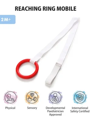 Reaching Ring Mobile Red Vibrant Colour for Visual Stimulation Primary Colour Recognition Safety Certified BIS Approved Paediatrician Recommended Toy Mobile for Babies